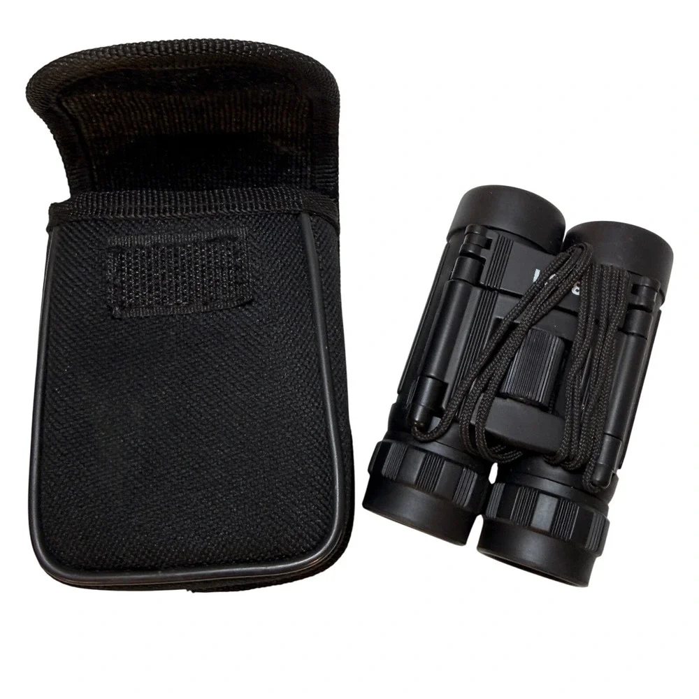 Compact 8x21 Folding Binoculars Black‎ with Nylon Carrying Case and Neck Strap